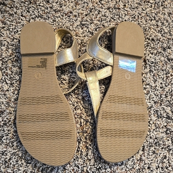 Metallic Gold Sandals with Buckle Straps - Picture 3 of 3